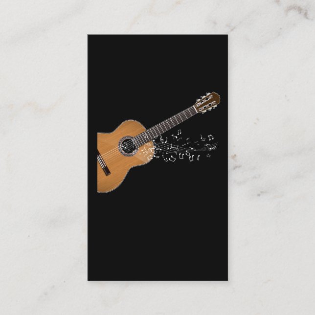 Vintage Akustikgitarre-grafische Noten Visitenkarte (Vorderseite)