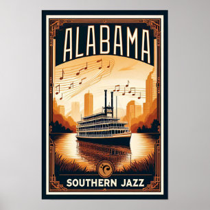 Vintage Alabama-Flussdampferposter Poster