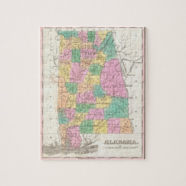 Vintage Alabama Staat Map (1827) (Vertikal)