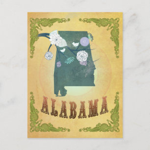 Vintage Alabama State Karte - Passionsfrucht Gelb