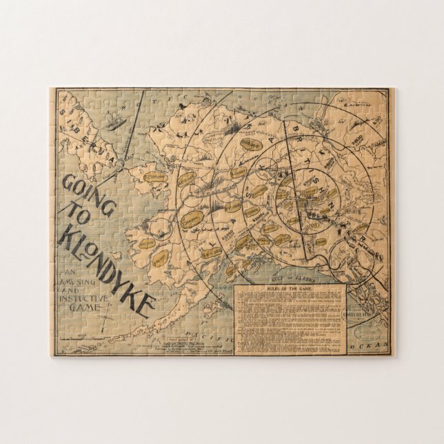 Vintage Alaska Board Game Map (1897) (Horizontal)