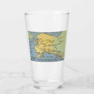 Vintage Alaska-Karte - Bering Strait, Nome, Barrow Glas