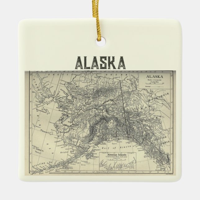 Vintage Alaska-Karte Keramikornament (Vorderseite)