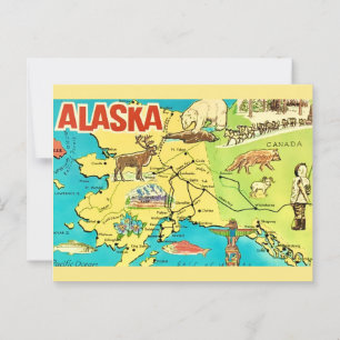 Vintage Alaska-Karte Postkarte