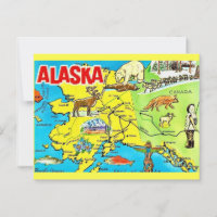 Vintage Alaska-Karte Postkarte