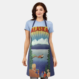 Vintage-Alaska-Reiseposter-Kunst, landschaftliche Schürze