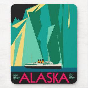 Vintage-Alaska-Reiseposter-Kunst, Taku-Gletscher Mousepad