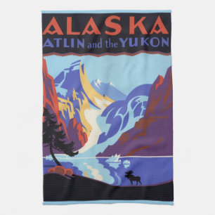 Vintage-Alaska-Reisposter, Atlin und der Yukon Geschirrtuch