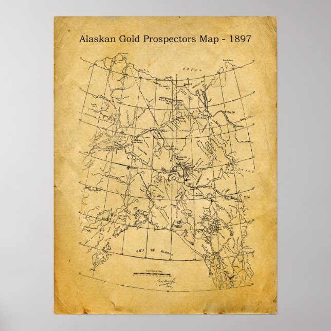 Vintage Alaskan Gold Prospects Map - 1897 Poster (Vorne)