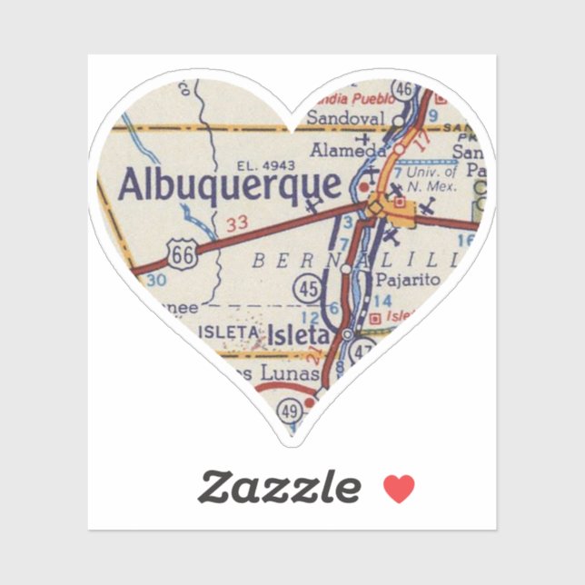 Vintage Albuquerque-Karte Aufkleber (Blatt)