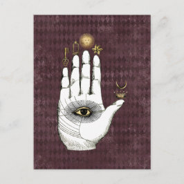 Vintage Alchimie Hand der Geheimnisse Postkarte