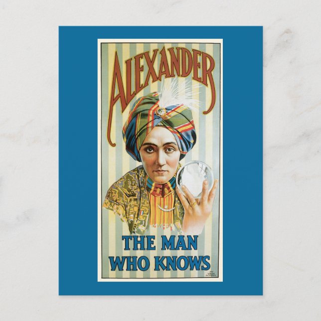 Vintage Alexander Magician Poster 1915 Postkarte (Vorderseite)
