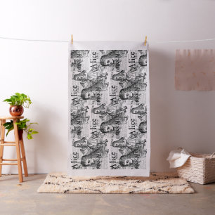 Vintage Alice-Collage Schwarzweiss Stoff