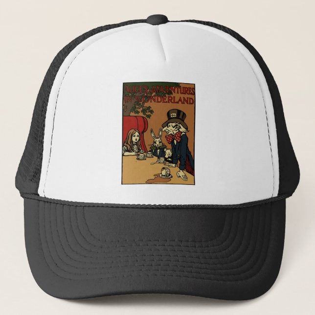 Vintage Alice Cover Mad Tea Party Truckerkappe (Vorderseite)