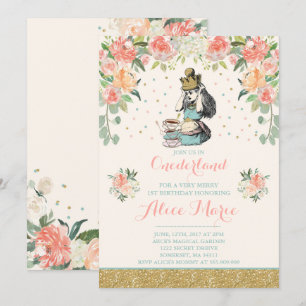 Vintage Alice dans ONEderland Invitation d'anniver