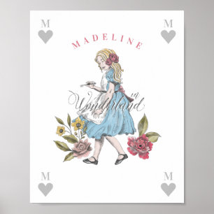 Vintage Alice im Wunderland   Alice & Florals Poster
