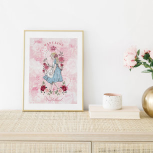 Vintage Alice im Wunderland   Alice & Florals Poster