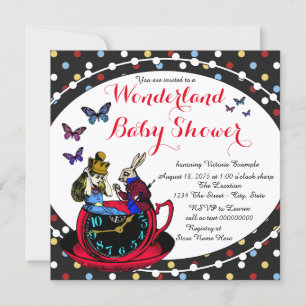 Vintage-Alice-im-Wunderland-Baby-Party Einladung