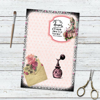 Vintage Alice im Wunderland Blumenparfüm Seidenpapier