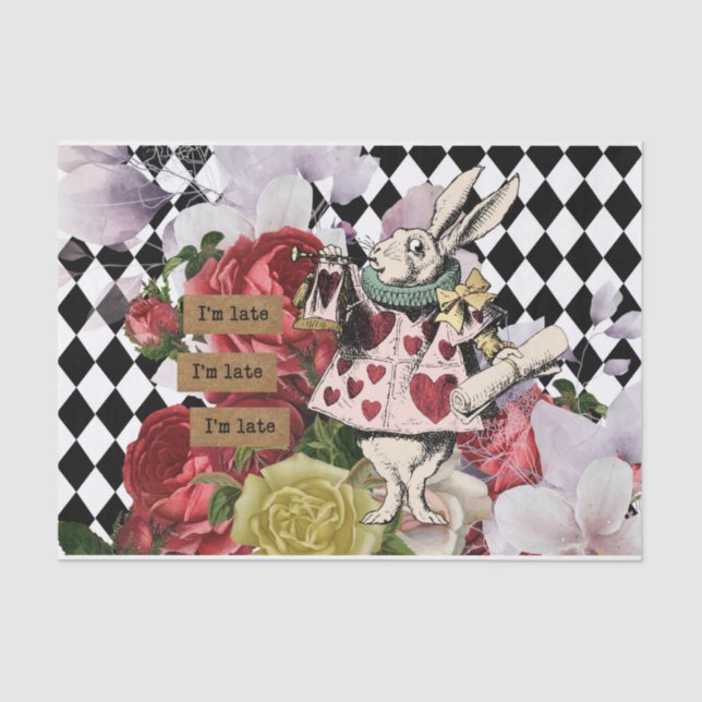 Vintage Alice im Wunderland Decoupage Seidenpapier (Vorderseite)