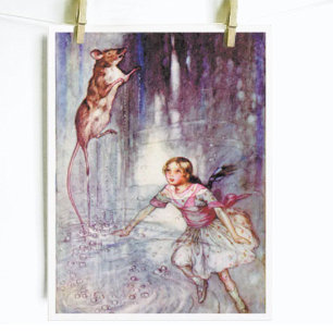 Vintage Alice im Wunderland Die hüpfende Maus Postkarte