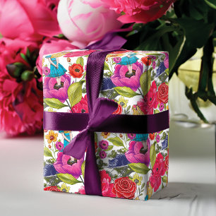 Vintage Alice im Wunderland Fett helle Blume Geschenkpapier Set