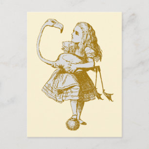 Vintage Alice im Wunderland Flamingo Postkarte