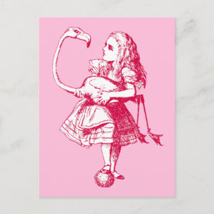 Vintage Alice im Wunderland Flamingo Postkarte