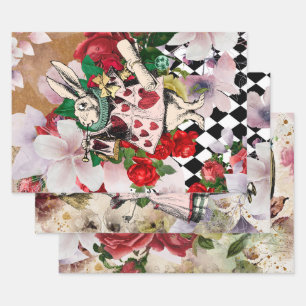 Vintage Alice im Wunderland Geschenkpapier Set