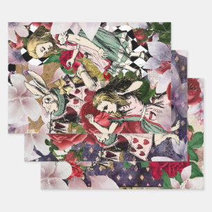 Vintage Alice im Wunderland Geschenkpapier Set