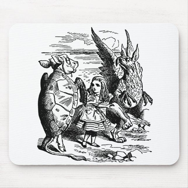 Vintage Alice im Wunderland, Griffin, Mock Turtle Mousepad (Vorne)