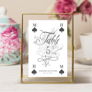 Vintage-Alice-im-Wunderland-Hase-Spielkarte Tischnummer
