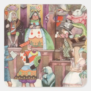 Vintage Alice im Wunderland, Herzkönigin Quadratischer Aufkleber