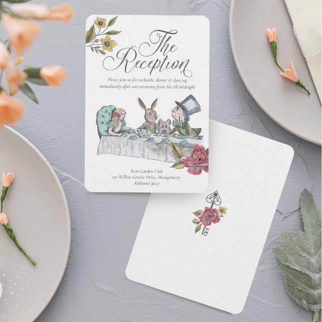 Vintage Alice im Wunderland Hochzeitsempfang Begleitkarte (Vintage Alice In Wonderland Wedding Reception Enclosure Card)