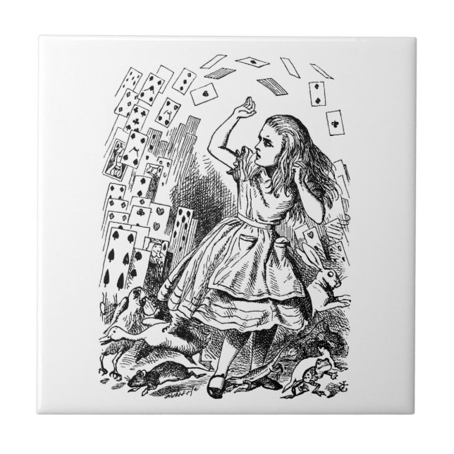 Vintage Alice im Wunderland, Kartenspielen Fliese (Vorderseite)
