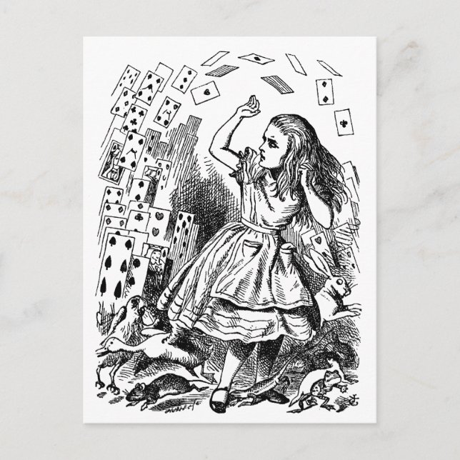 Vintage Alice im Wunderland, Kartenspielen Postkarte (Vorderseite)