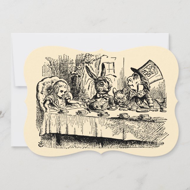 Vintage Alice im Wunderland Kinderdusche Einladung (Vorderseite)