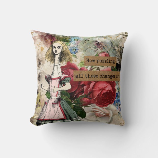 Vintage Alice im Wunderland Kissen (Vorderseite)