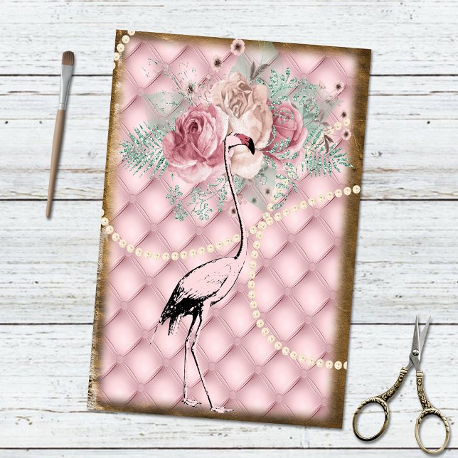 Vintage Alice im Wunderland Pink Flamingo Luxus Seidenpapier (Von Creator hochgeladen)