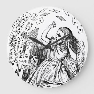 Vintage-Alice im Wunderland, Spielkarten fliegen Große Wanduhr