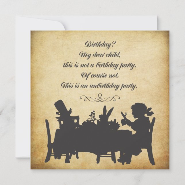 Vintage Alice im Wunderland Tee Party Geburtstag Einladung (Vorderseite)