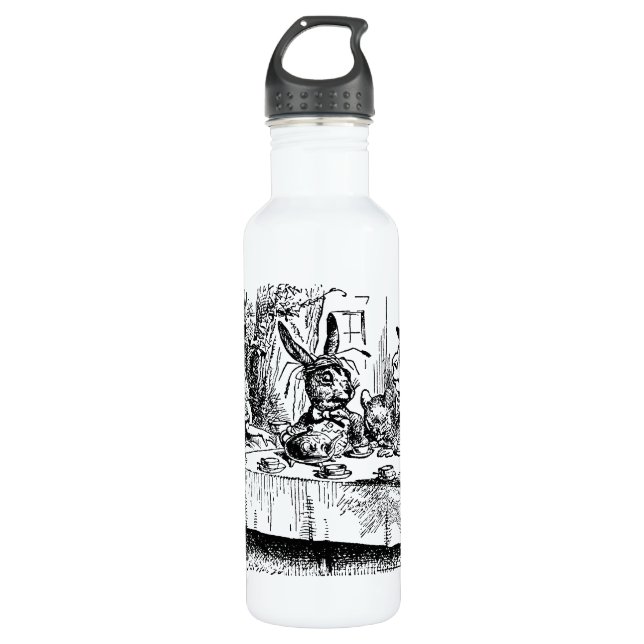 Vintage Alice im Wunderland, Tee-Party-Szene Edelstahlflasche (Vorderseite)