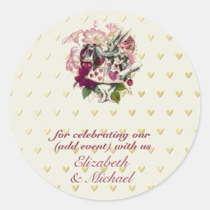 Vintage-Alice-im-Wunderland-Teeparty-individuelle- Runder Aufkleber