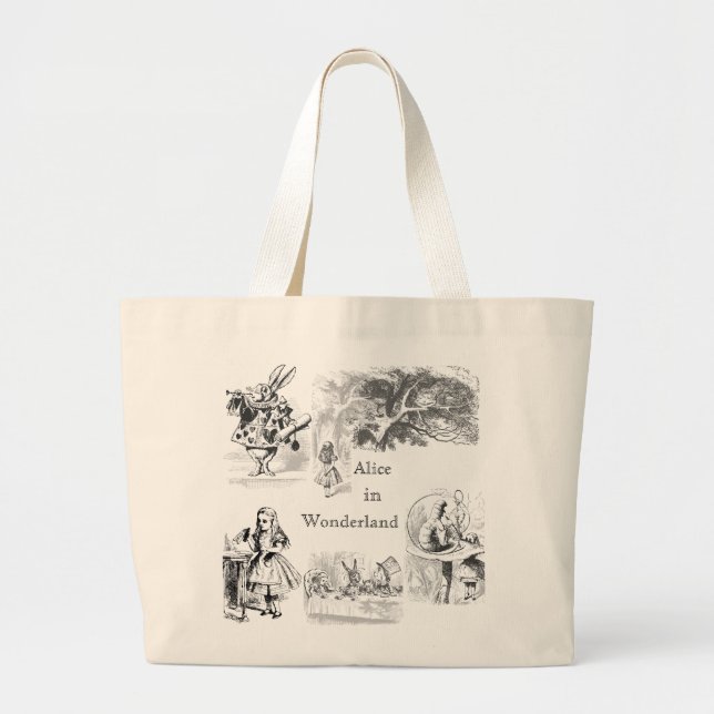 Vintage Alice im Wunderland Themenbeutel Jumbo Stoffbeutel (Vorne)
