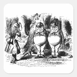 Vintage Alice im Wunderland, Tweedledum Tweedledee Quadratischer Aufkleber