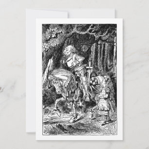 Vintage Alice im Wunderland Weißer Ritter am Pferd