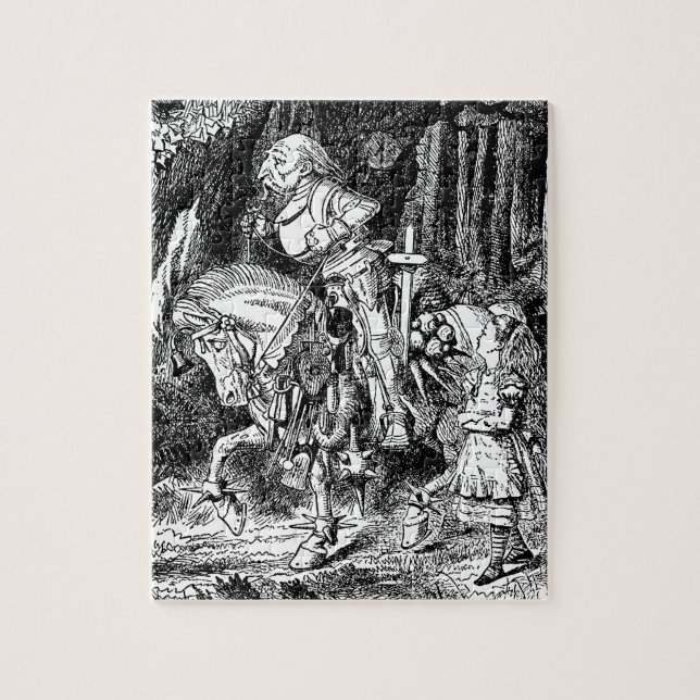 Vintage Alice im Wunderland Weißer Ritter am Pferd (Vertikal)