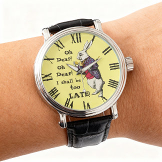 Vintage Alice im Wunderland Weißes Kaninchenangebo Armbanduhr