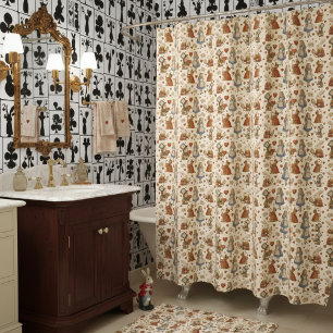 Vintage-Alice-im-Wunderland-whimsisches-Badezimmer Duschvorhang