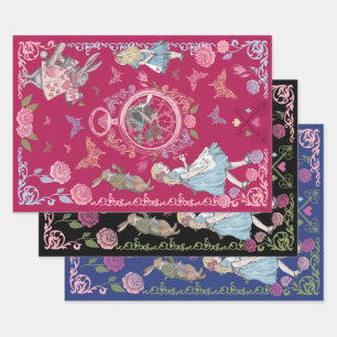 Vintage Alice in Wonderland Fairytale Decoupage Geschenkpapier Set